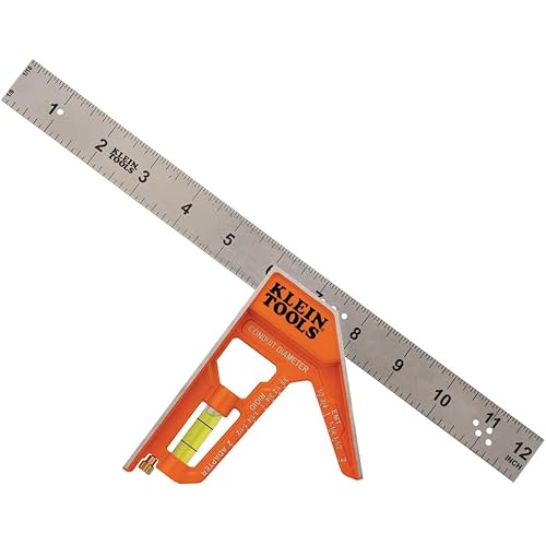 Klein Tools 935CSEL Combination Square Ruler for Electricians and Carpenters, Stainless Steel Double Sided Ruler, Bubble Level, Magnetic