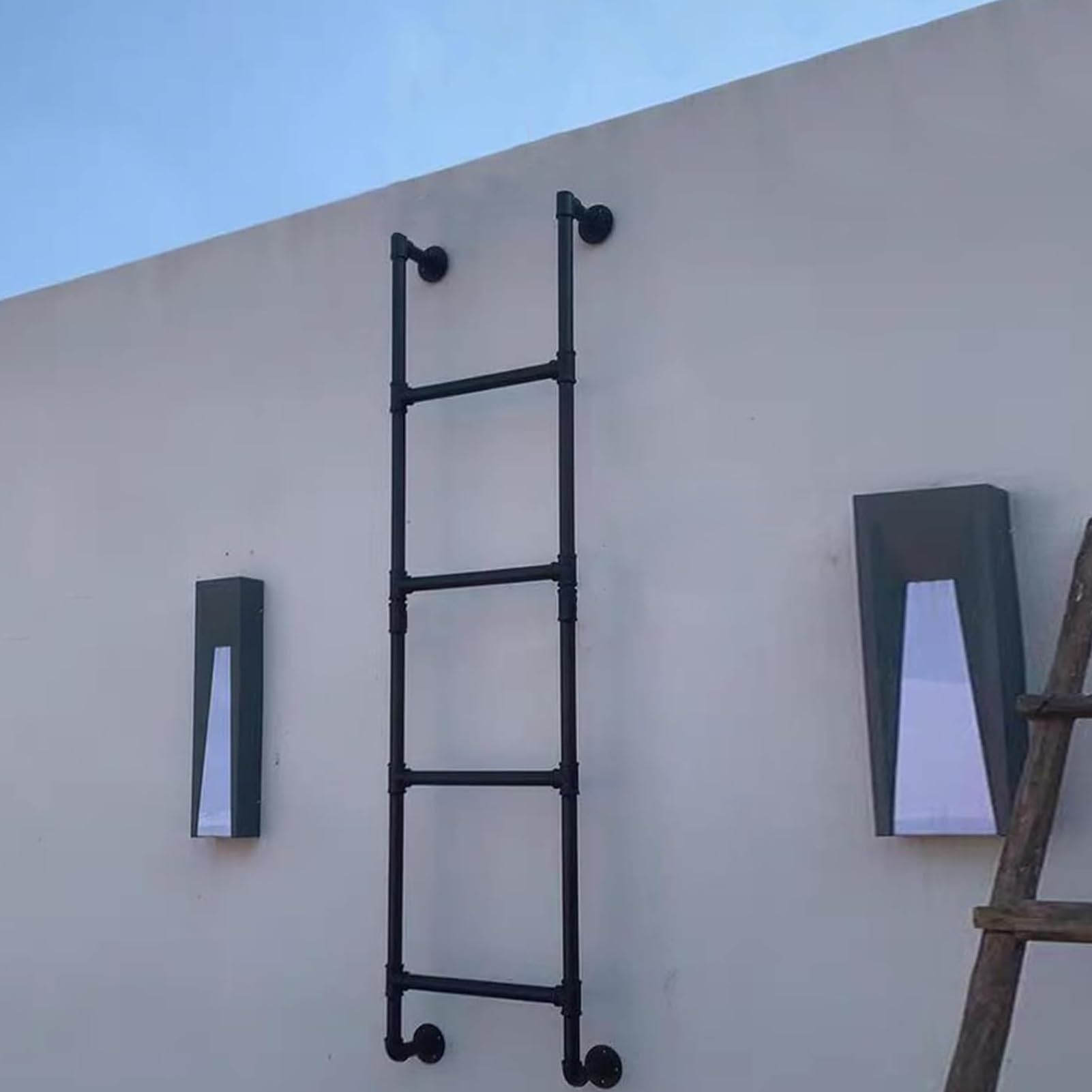 Échelle de puits de fenêtre de sortie robuste en fer de 6 marches murale