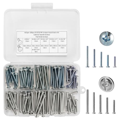 130pcs Cabinet Pull Screws Cabinet Knob Screws 8-32 & M4 Screws K...