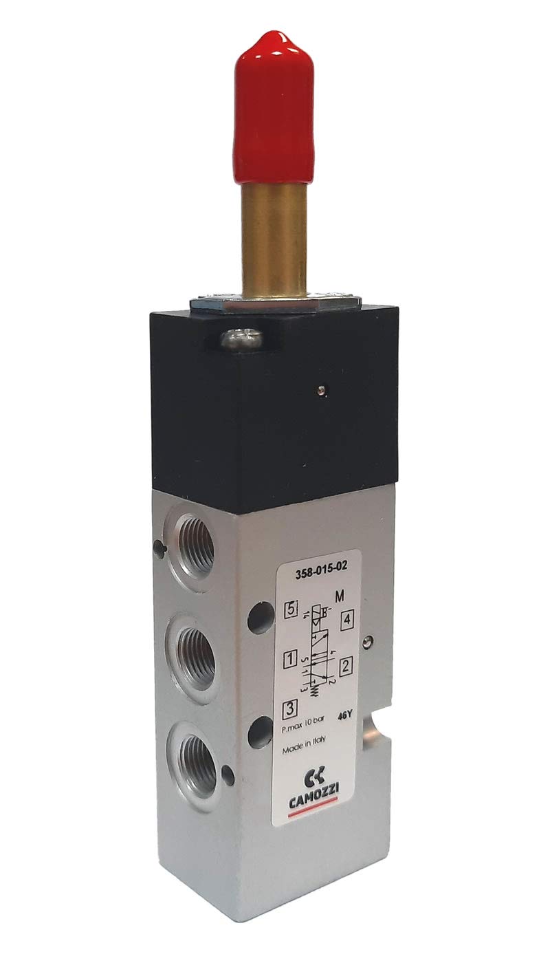 358-015-02 | CAMOZZI Solenoid Valve, 5/2 Way, G1/8, SOL Spring Return, ELECTROPNEUMATIC Actuation