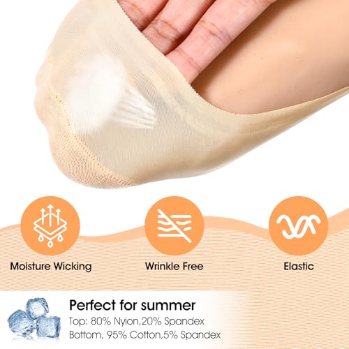 Image of ElevateTech No Show Socks Womens, 6 Pairs Nylon Ultra Low Cut Thin Liner Socks Invisible Hidden Sock for Flats Casual Non Slip