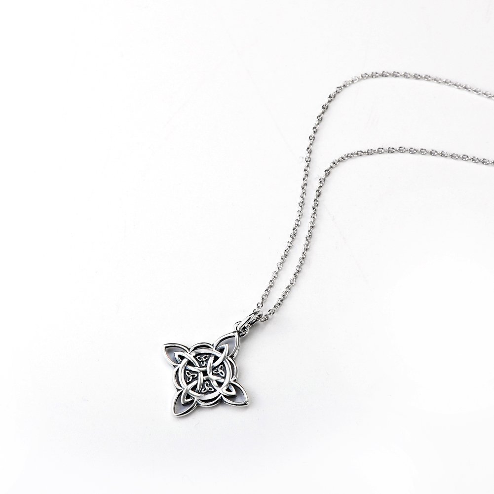 YFN Hexenknoten Kette Sterling Silber Hexe Anhänger Halskette Hexen Schmuck für Damen Witchy Geschenke für Mädchen