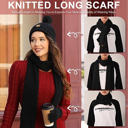 Women's Winter Beanie Hat Scarf Gloves Set – Touchscreen Gloves, Ear Muffs & Socks 9 thumbnail image