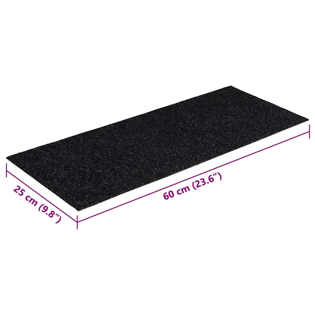 Samoprzylepne maty na schody, 30 szt., 60 x 25 cm, czarne, z włókniny igłowanej, polipropylenu, antypoślizgowe, nadają się do prania, ochrona przed krokami, na klatkę schodową, korytarz