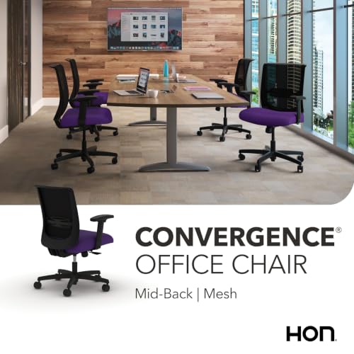 Image of HON Convergence Ergonomic Office Chair with Mesh Back, Adjustable Arms, Lumbar Support, Synchro‑Tilt Desk Chair with Wheels for Home Office or Computer Use, Black Frame, Iris