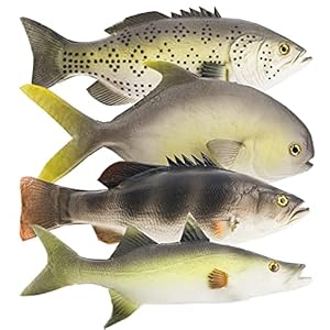 ZENFUN Set of 4 Artificial Fish Models, Simulated Fake Fish Plastic Lifelike Sea Fish Set, Pretend Realistic Fake Fishes for Photography Props, Party Display, Kitchen Decor