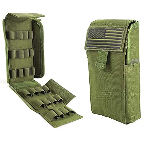 Shotgun Shell Holder Shotshell Reload Holder Molle Pouch 12 Gauge 20 Gauge (Army Green) Cover