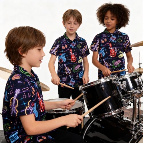 Image of uideazone Boys Novelty Print Short Sleeve Button Down Hawaiian Shirt 5-14Y