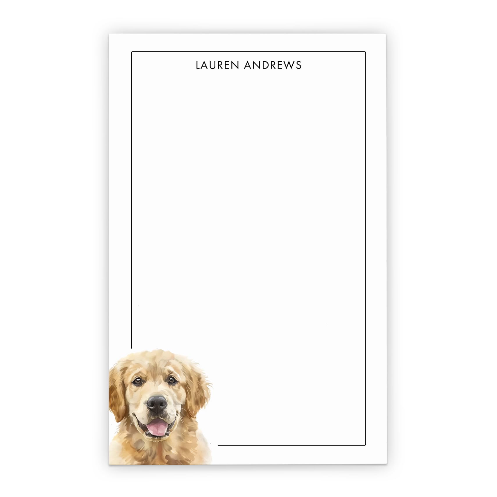 Golden Retriever Personalized Notepads With Name, Choose Your Dog Breed, Watercolor Stationery Set Dogs, Unique Gifts For Pet Owners, Animal Note Pads