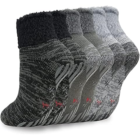 srclo Mens Thermal Slipper Fluffy Socks Winter Warm Socks Soft Non Slip Cozy Socks Bed Sock for Casual Home Floor Sleeping 3 Pairs Cover