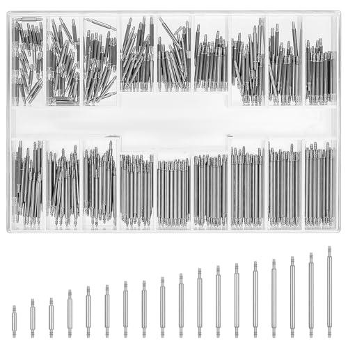 380 st klockarmbandsstift, fjäderstänger för klockband, fjäderstänger, klockverktyg, verktygssatser, klocka reparation kit, fjäderstift(8-26 mm), Silverton