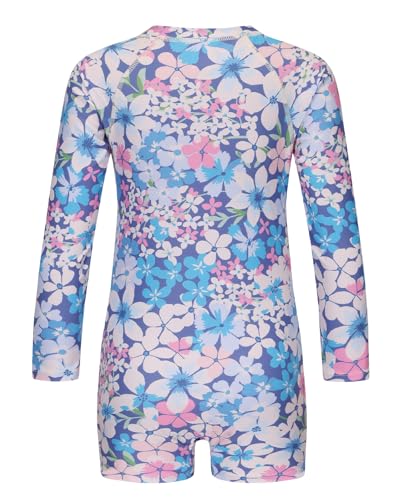 Image of Girls One Piece Rash Guard Swimsuits for Girl Long Sleeve Bathing Suits with UPF 50+ Sun Proctection Sunsuits 3-16 Years
