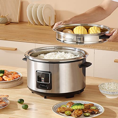 THEGA Reiskocher - Haushalts-Reiskocher Aus Edelstahl, Unbeschichteter, Gesunder Reiskocher, Digitaler Slow Cooker Zum Auf- Und Abkochen, Verdickter Einsatz, Schnelle Wärmeleitung(4L)