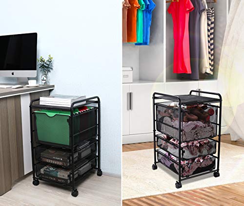 image for EasyPAG Assemble Mesh File Cart with Rolling Wheels 1 File Cube Organi