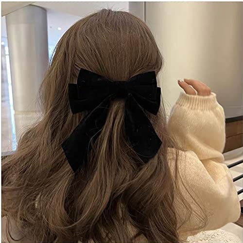 Pinzas para el cabello con moño de terciopelo negro miniatura 3