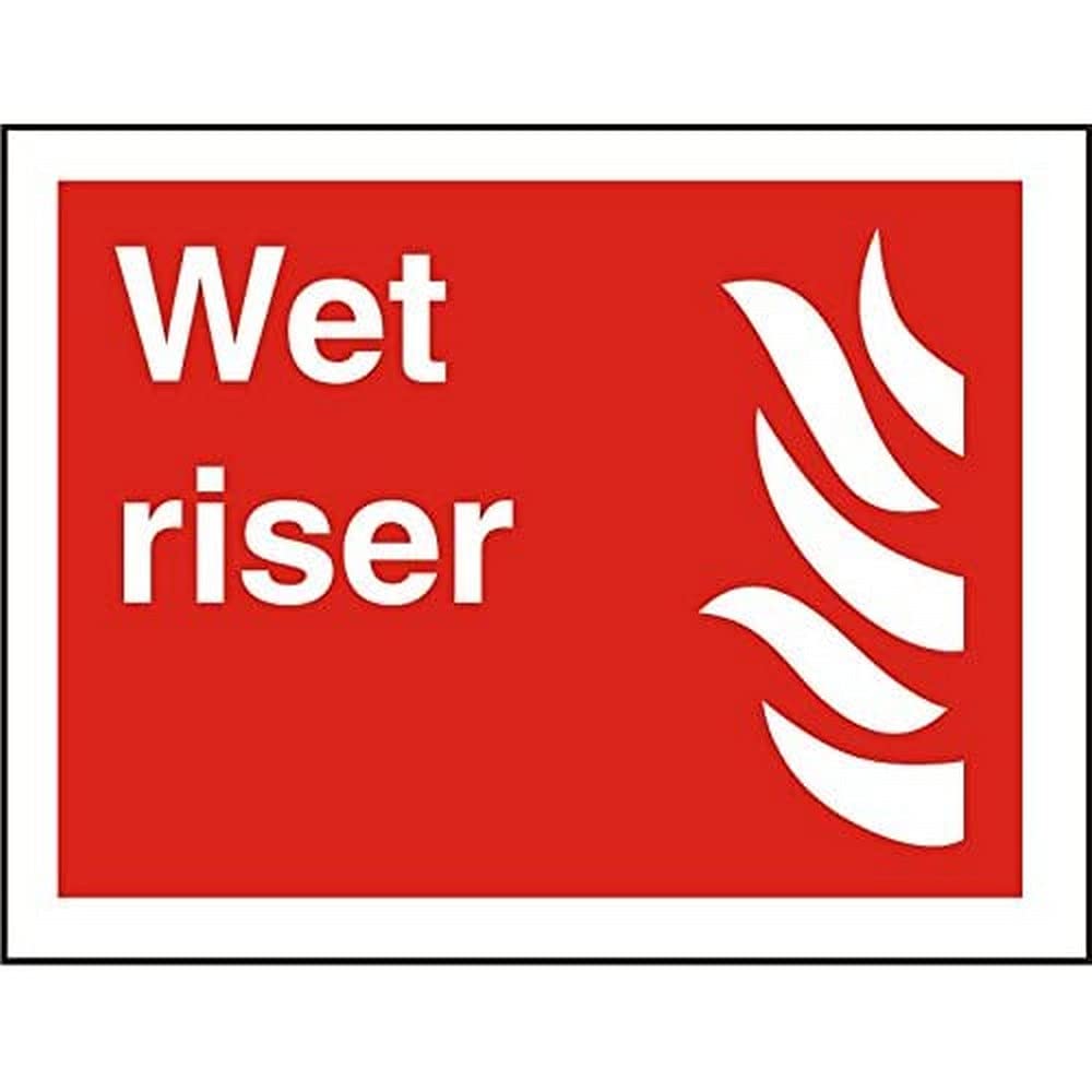 Seco Wet Riser & Fire Sign, 200mm x 150mm - 1mm Semi Rigid Plastic