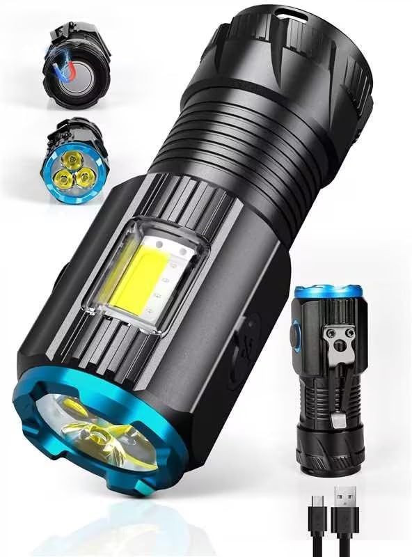 NALACAL Compact LED Flashlight, 1200 Lumens - Small USB Rechargeable Flashlight with Clip, Mini Pocket EDC with Unique Tail Design