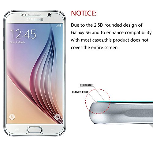 Image of Click to see full view Galaxy S6 Screen Protector, [Bubble-Free][HD-Clear][Anti-Scratch][Anti-Glare][Anti-Fingerprint] Premium Tempered Glass Screen Protector for Samsung Galaxy S6,-[3Pack]