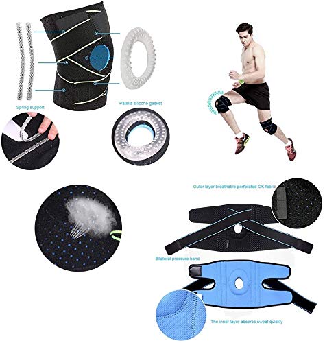Image of Fay Bless Knee Support,Comfort Anti Slip Compression Knitting Knee Sports Neoprene Knee Brace with Elastic Strap for Running Sports