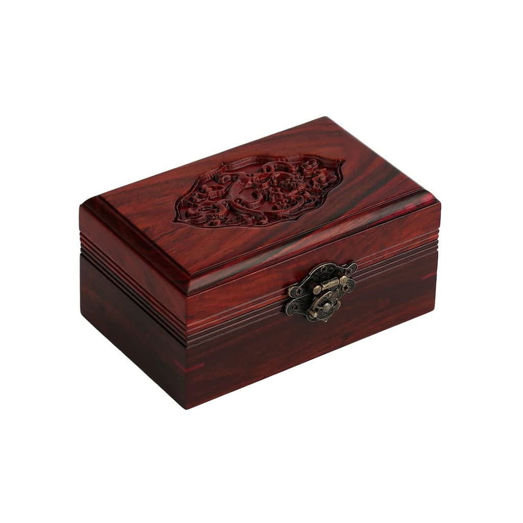 HVMBEUGOS Jewelry Box Wooden Chinese Retro Jewelry Box Storage Box Cosmetic Box Ring Earring Necklace Bracelet Watch Small Jewelry Storage Box 5.31 Inches Jewelry Organizer