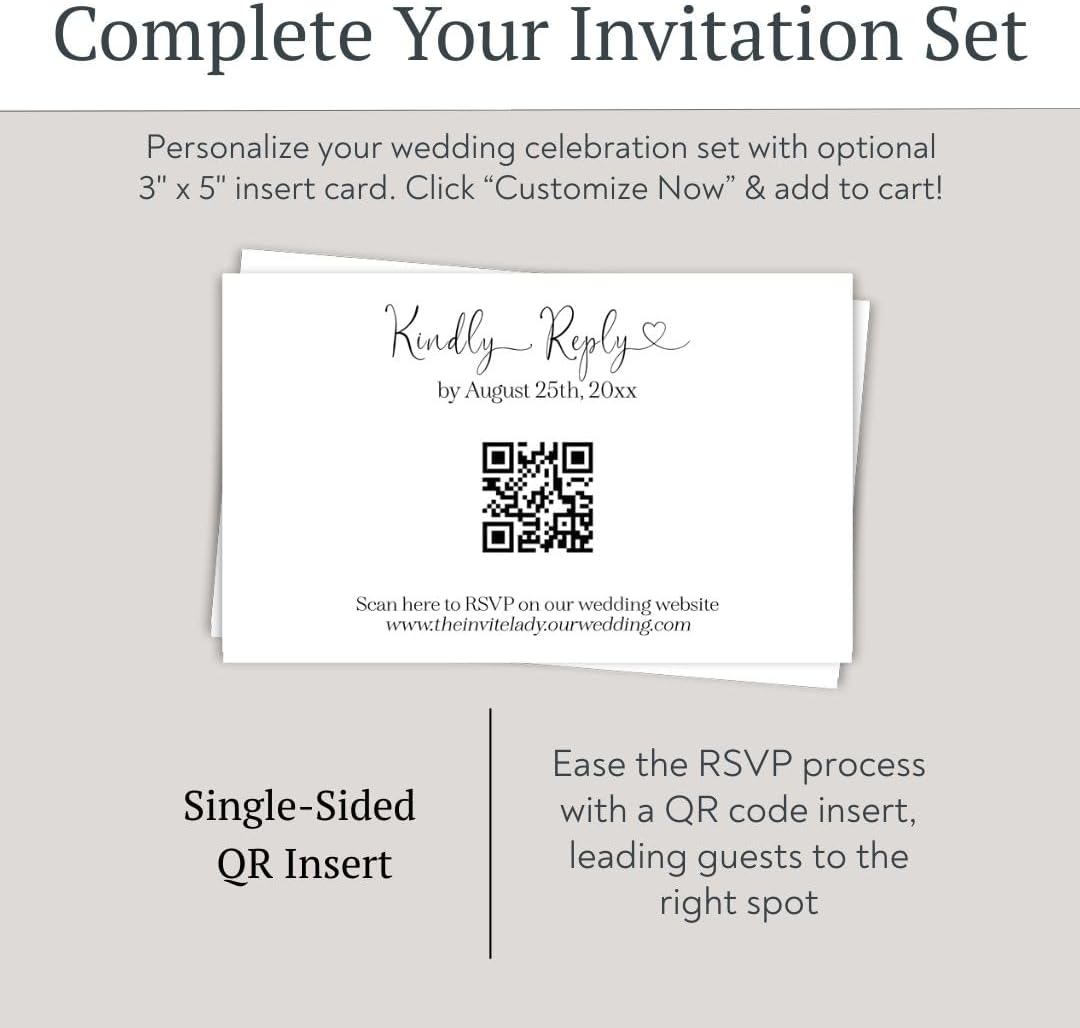 The Invite Lady Wedding Invitations – Nothing Fancy, Just Love – Personalized with Envelopes & RSVP Option – Choose Your Wedding Color (Set of 24)