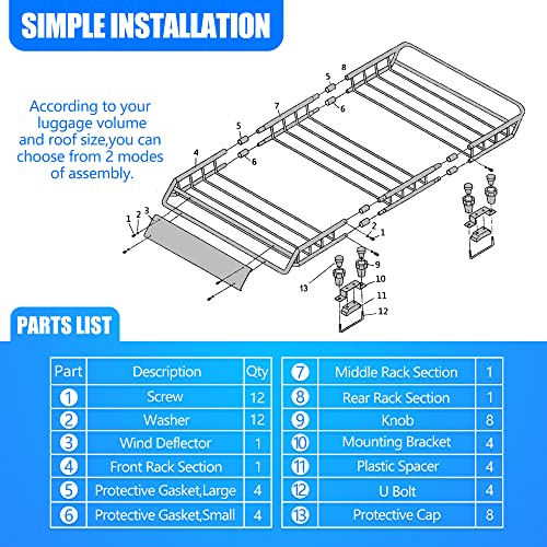 image for KAIRAY Roof Rack Cargo Basket 50