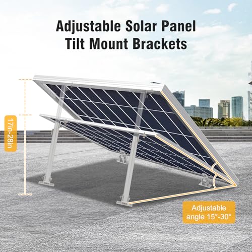 Image of 4 Pack Adjustable Solar Panel Mount Brackets with 17-28 inch Foldable Tilt Legs | Adjustable Solar Panel Brackets Kit for RV /Roof /Ground Fits EcoFlow /Jackery /Bouge RV