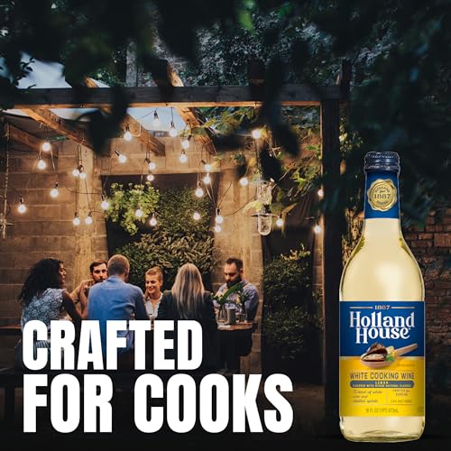 Image of Holland House White Cooking Wine with Lemon, Ideal for Cooking, Roasting and Marinating, 16 FL OZ | White cooking wine with lemon flavor for cooking, marinades, and sauces; balanced citrus notes and shelf stable bottle.