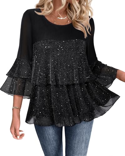 Bebonnie Fall Blouses for Women 2025: New Years Eve Outfits Sparkly...