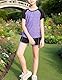 Echinodon Mädchen Sport Set Shirt + Shorts Schnelltrockend Sommer 2tlg Sportanzug für Yoga Jogging Training Violett 140
