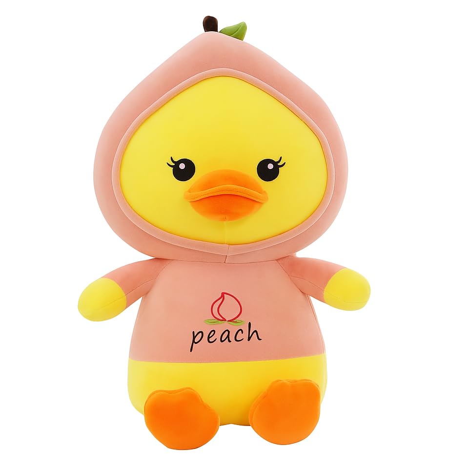 Image of Cute Peach Duck Animal Plush Toys, Soft Stuffed Dolls for Girls, Boys, Kids, Adults, Birthday Gift, Home, Car Decoration - 35 cm