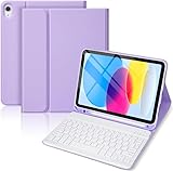 SXNIWBAI Funda con Teclado para Samsung Galaxy Tab S10 Lite / S10 FE / S9 FE / S9 2025 2023 (10.9"/11"), Teclado Bluetooth Español Magnético Desmontable con Soporte para Lápiz (Púrpura)