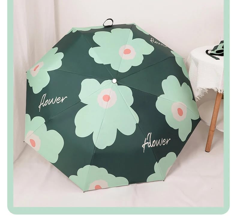 Image of The Purple Tree Colorful Floral Print UV Protection Umbrella for Women & Men | Auto Open & Close Folding Umbrella | Windproof, Lightweight, Travel Umbrella with Sun UPF 50+ Protection