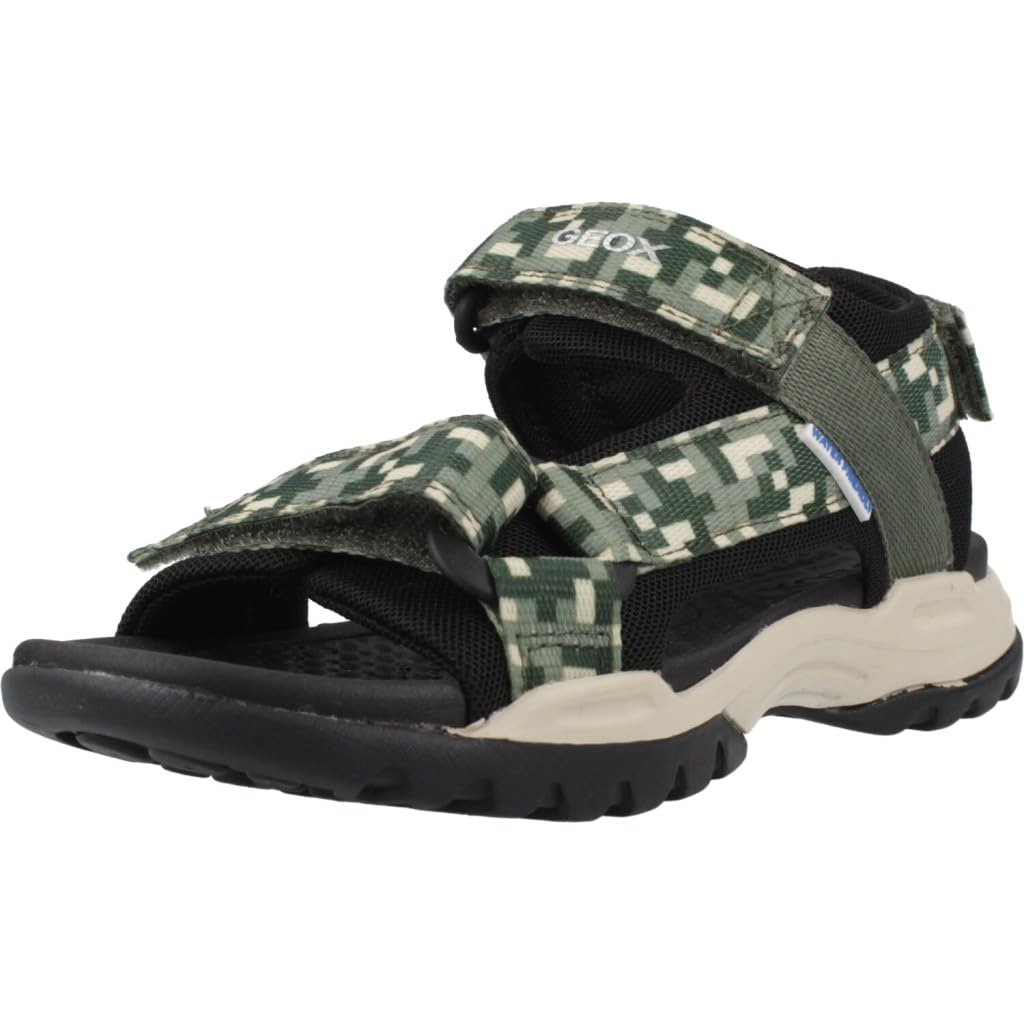 Geox J BOREALIS BOY E, Boys’ Sandal, Dk Green/Black,