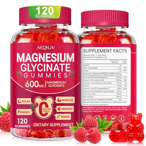 Magnesium Glycinate Gummies 600mg, Sugar Free Magnesium Gummies for Adults with L-Threonate,