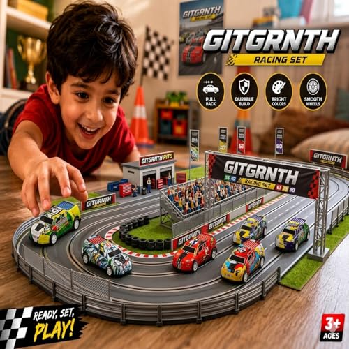 Image of GITGRNTH 5-Piece Pull Back Die-Cast Car Set for Kids | Metal Racing Toy Cars with Pull Back Action | Mini Sports Car Collection | Educational Vehicle Toys for Boys & Girls Age 3+