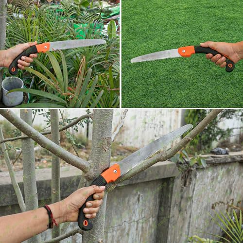 Image of Foldable Pruning Saw for Trees 40 cm Folding Hand Saw with Safety Lock Branch Cutting Saw for Garden, Wood, Bamboo & Tree Pruning Anti-Slip Ergonomic Handle Portable Camping Saw