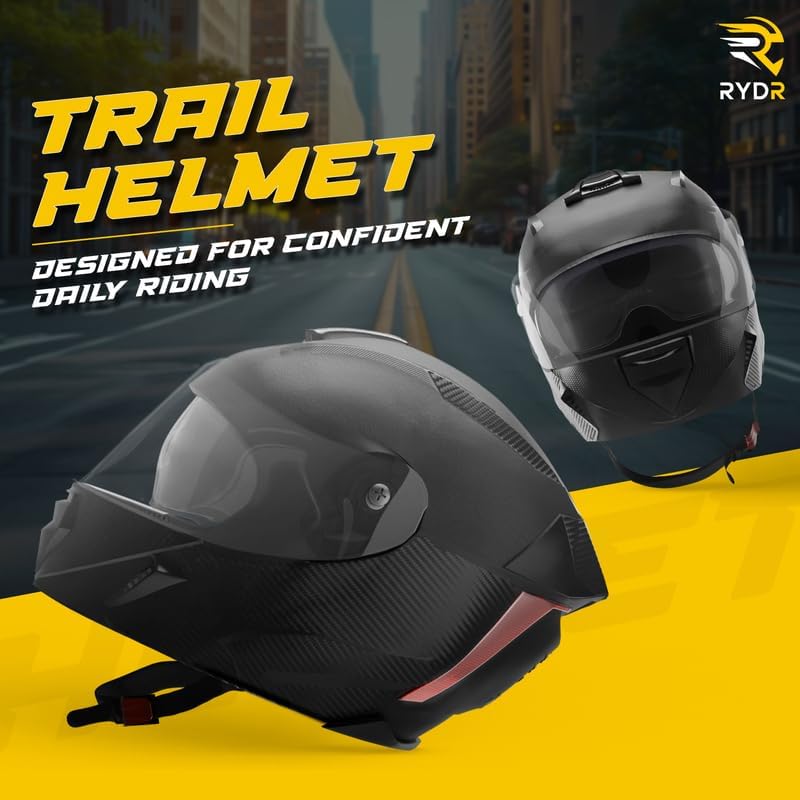 Image of Rydr AC Dx Flip-Up Full Face Motorbike Helmet | | Durable Two-Wheeler Helmet for Men and Women | Comfortable Fit with Air Ventilation for Safe Bike & Scooter Riding