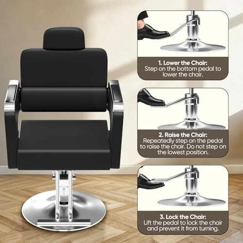 Image of Cuute Salon Chair for Hair Stylist, Barber Chair with Heavy Duty Hydraulic Pump, Stylist Chair for Barbershop 360 Degrees Rolling Swivel Spa Beauty Equipment for Hair Stylist