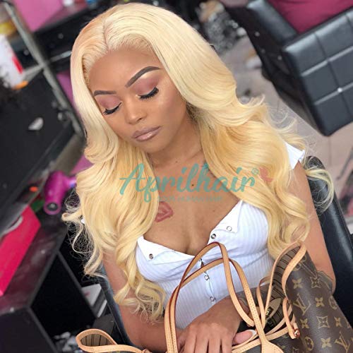 Aprilhair 8A Pre Plucked Lace Front Wig #613 Blonde Brazilian Virgin Human Hair Body Wave Glueless Lace Wig for Black Woman Full 150% Density 12inch