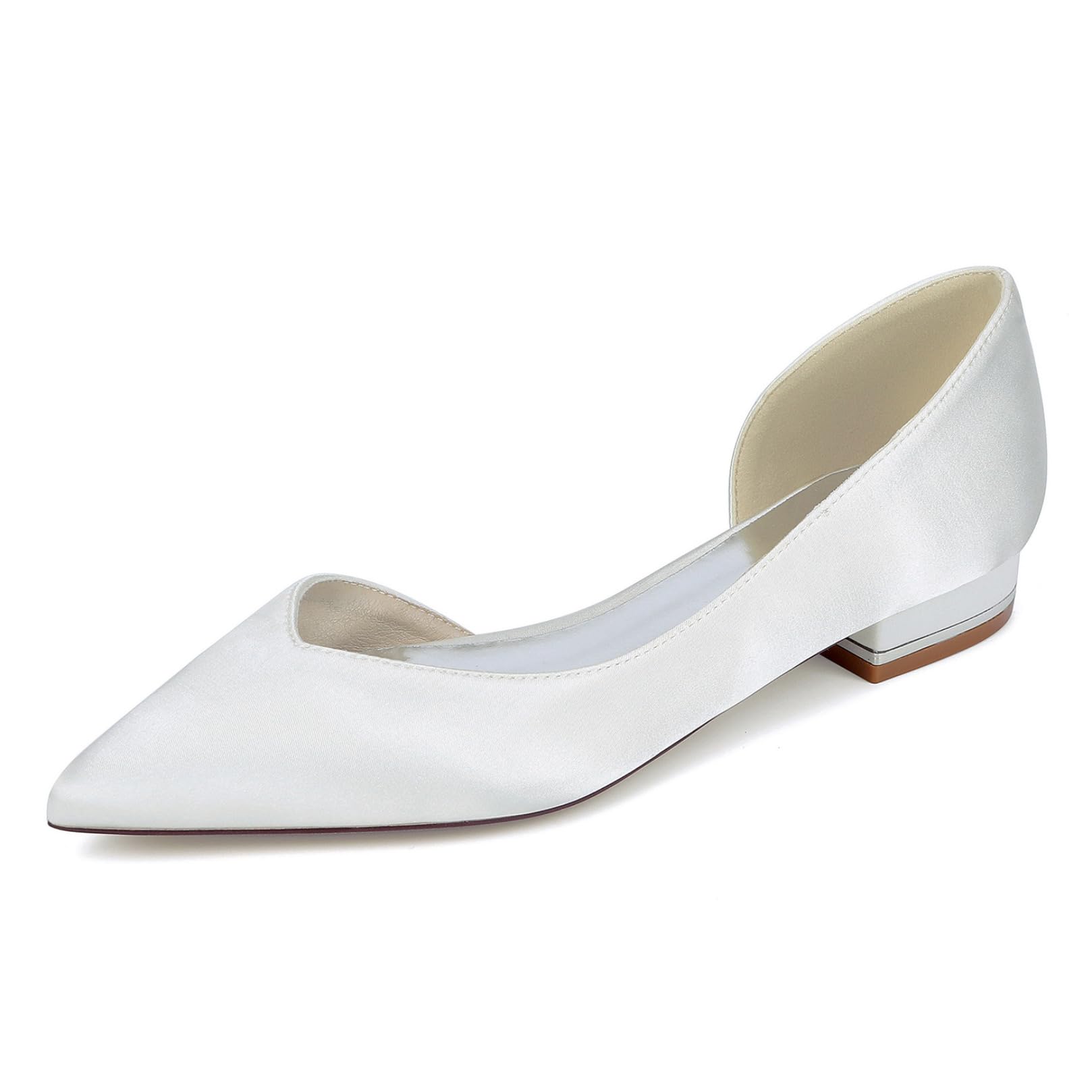 Damen Spitze Zehen Satin Brautschuhe Slip Auf Hochzeit Kleid Schuhe Flache Ferse Abend Partei Abschlussball Schuhe