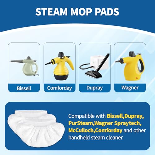 16 Pack Steam Cleaner Attachments Compatible with Bissell Steam Shot, Wagner, McCulloch, Comforday, PurSteam, etc -Reusable Washable Microfiber Steam Cloth Accessories for Handheld Steam Cleaner - Thumbnail 2