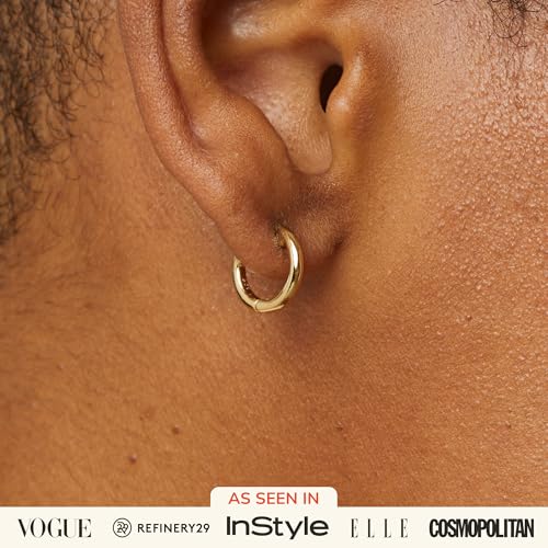 Ana Luisa Huggie Hoop Earrings - Minimal Single & Stacked Double Hoop Styles for Women - 14K Gold Plated, Silver Rhodium & Two-Tone - Hypoallergenic, Water-Resistant, Tarnish-Free3