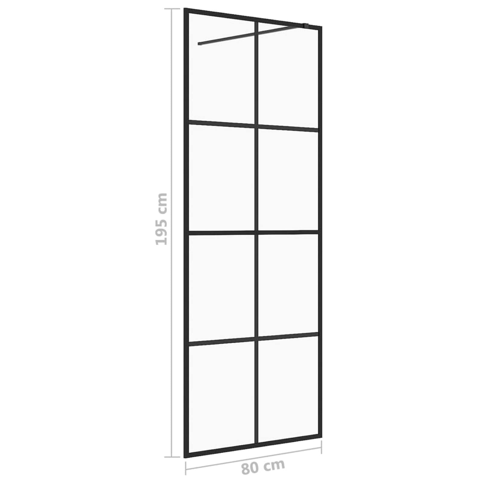Mampara de Ducha accesible Vidrio ESG Claro Negro 80x195 cm, Mampara Bañera, Mampara Baño Ducha, Cabina De Ducha, Mampara Baño 151033