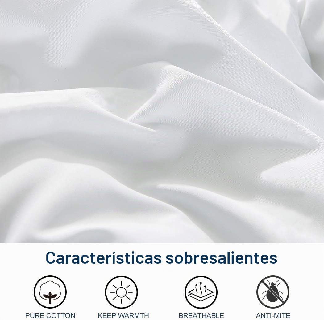 ACCURATEX Edredón 240x220 cm - 450GSM Esponjoso, Alternativa al Plumón, Colección Hotelera, Suave y Cálido para Invierno, 8 Pestañas de Esquina, Lavable a Máquina, Blanco