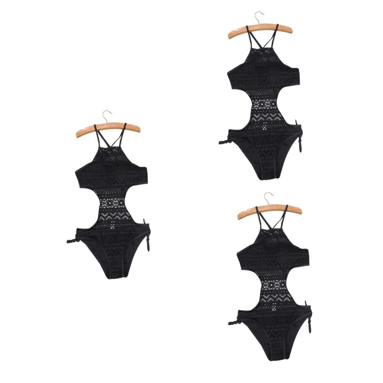 SOIMISS 3 Piezas Pieza Body Hueco De Encaje Empujar hacia Arriba El Traje De Baño Trajes De Baño Traje De Baño De Mujer Traje De Baño Biquini Traje De Baño De Las Mujeres Bikini Black