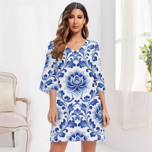 Robe mousseline de soie col V entrelacé coupe trapèze raffinée