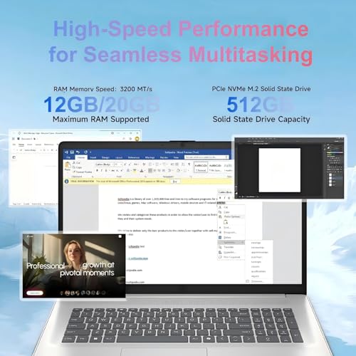 Image of HP 17 Touchscreen Laptop, AMD Ryzen 5 7430U (Up to 4.3GHz), 20GB RAM, 512GB SSD, 17.3 inch HD+ Anti-Glare Display, Windows 11 Pro, Backlit Keyboard, Wi-Fi 6, USB-C, Numeric Keypad