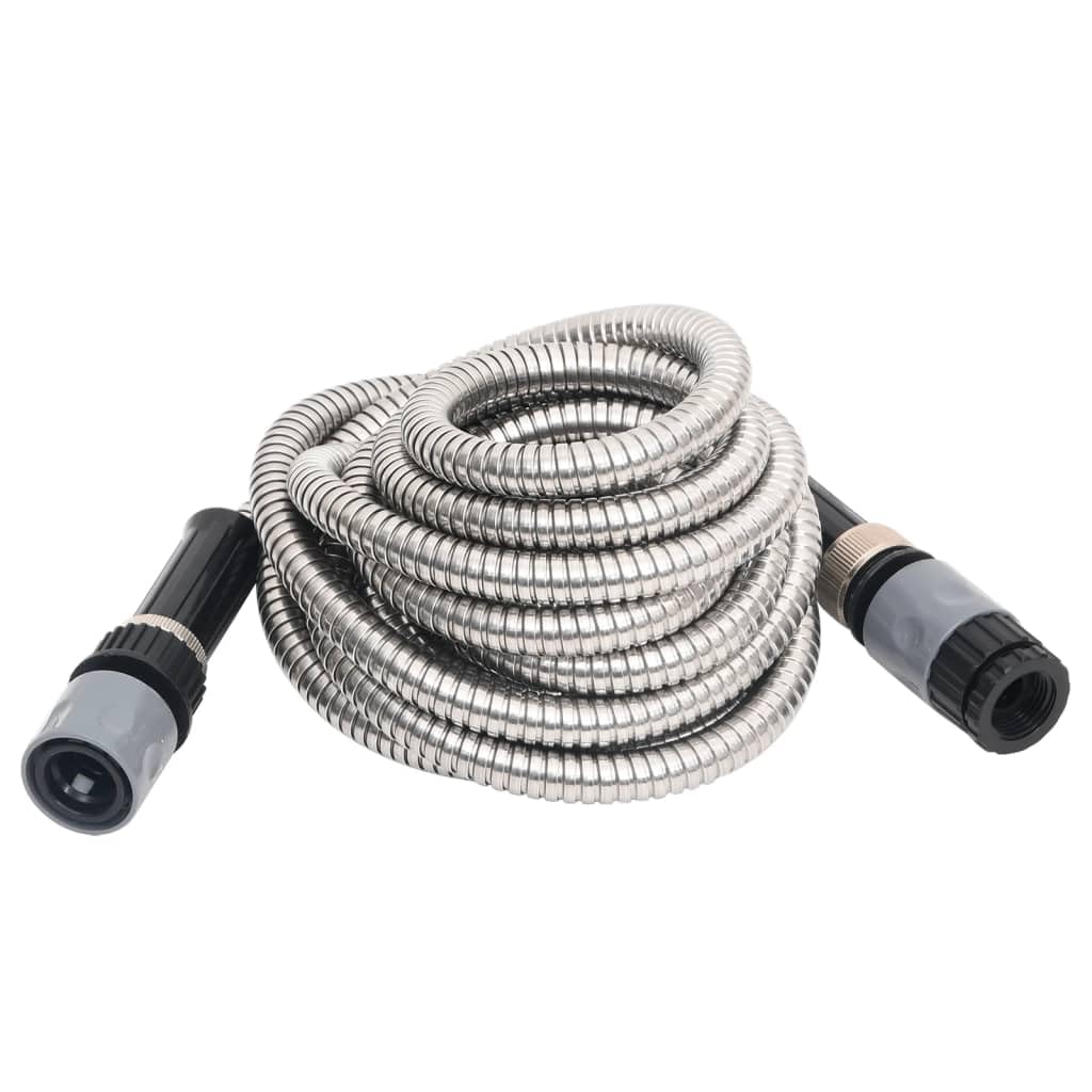 Stainless Steel Garden Hose 0.6 Inch 30 Meter with 8-Function Spray Nozzle, Corrosion-Resistant, Kink-Resistant, Lightweight Flexible Water Hose for Gardening, Watering, Cleaning,