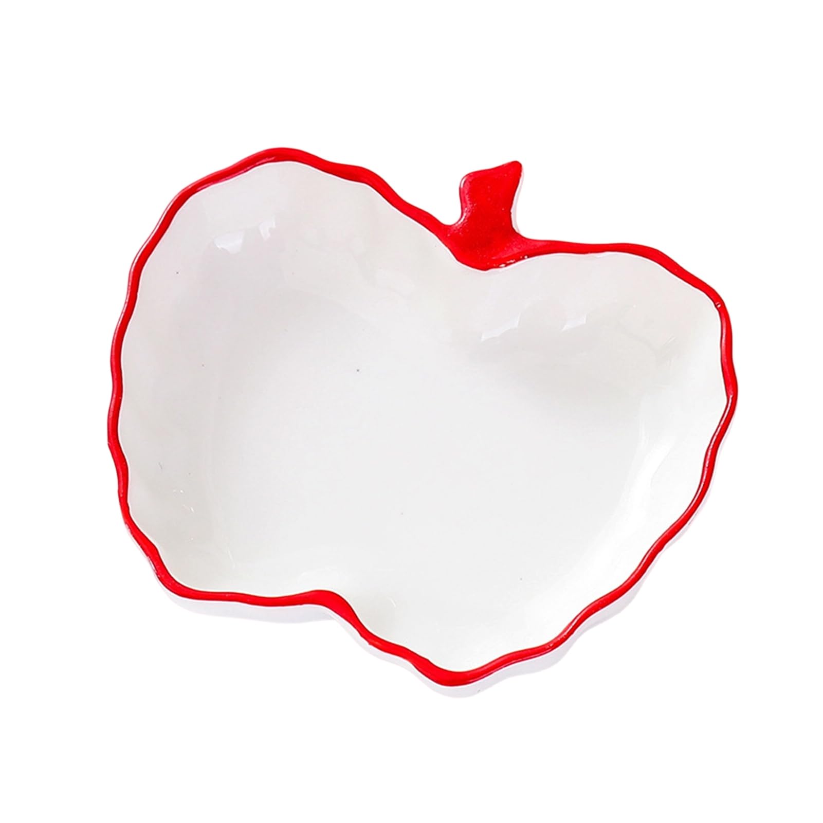 Glifora Ceramic Jewelry Dish for Women - Small Fruit Shaped Trinket Tray with Ruffle Trim, Desktop Key, Ring and Necklace Holder Organiser for Home and Bedroom